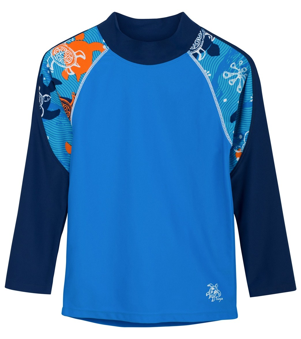 Tuga Boys' Offshore Long Sleeve Rash Guard Toddler/Little/Big Kid - Blue Roller 11/12 Yrs Size Years - Swimoutlet.com