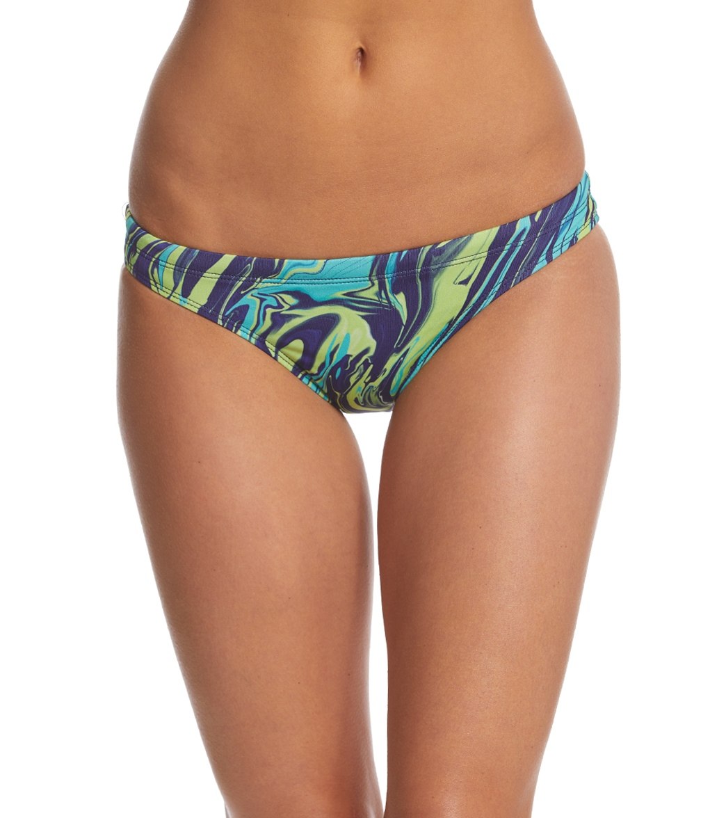 Eq Swimwear Women's Streamline Bikini Bottom - Navy Swirl Xl Polyester - Swimoutlet.com
