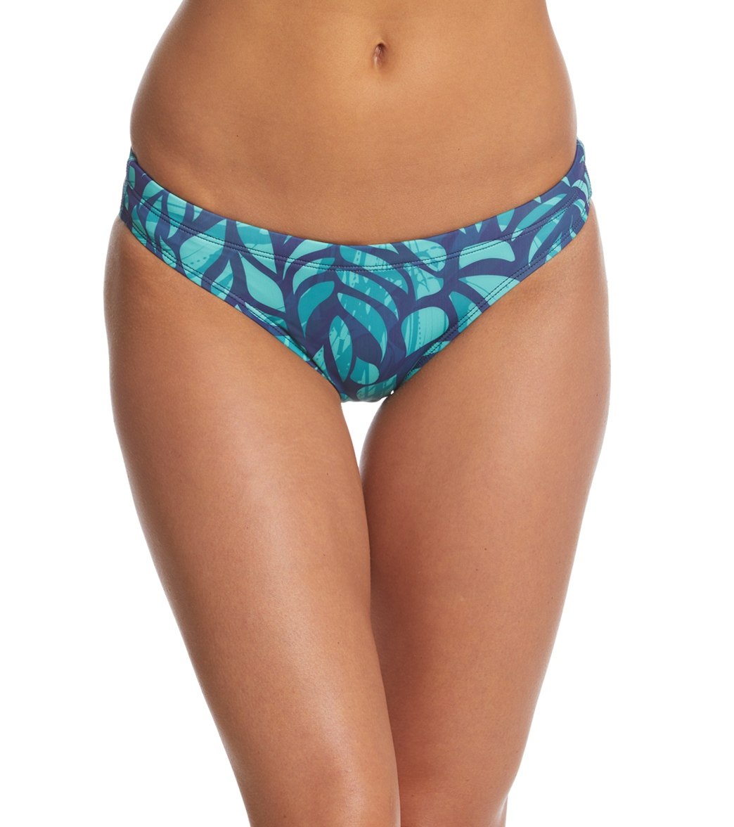 Eq Swimwear Women's Streamline Bikini Bottom - Navy Tropical X-Small Polyester - Swimoutlet.com