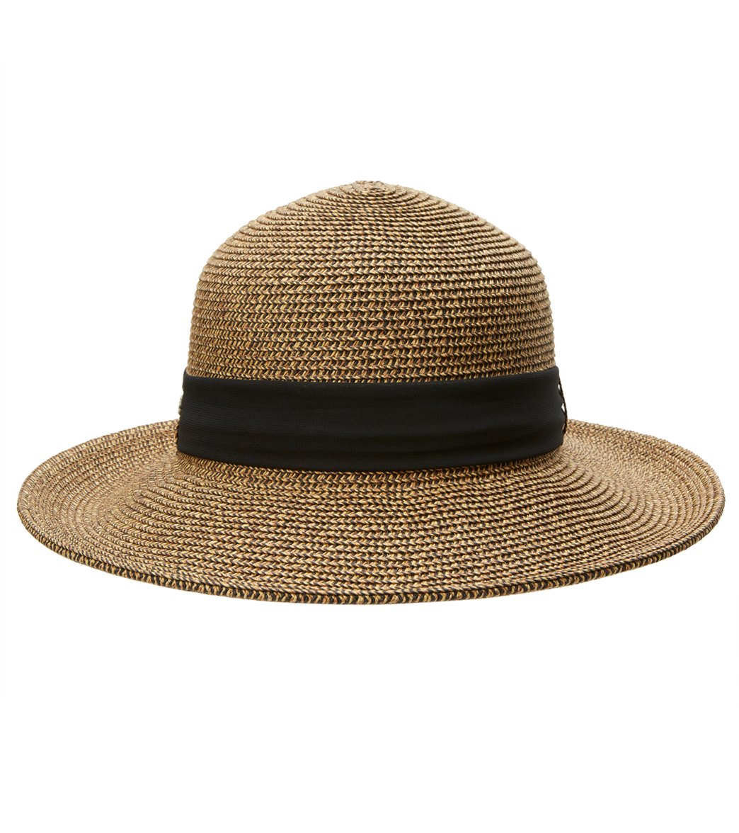 Sun N Sand Paper Braid With Chiffon Bow Hat - Black/Tan - Swimoutlet.com
