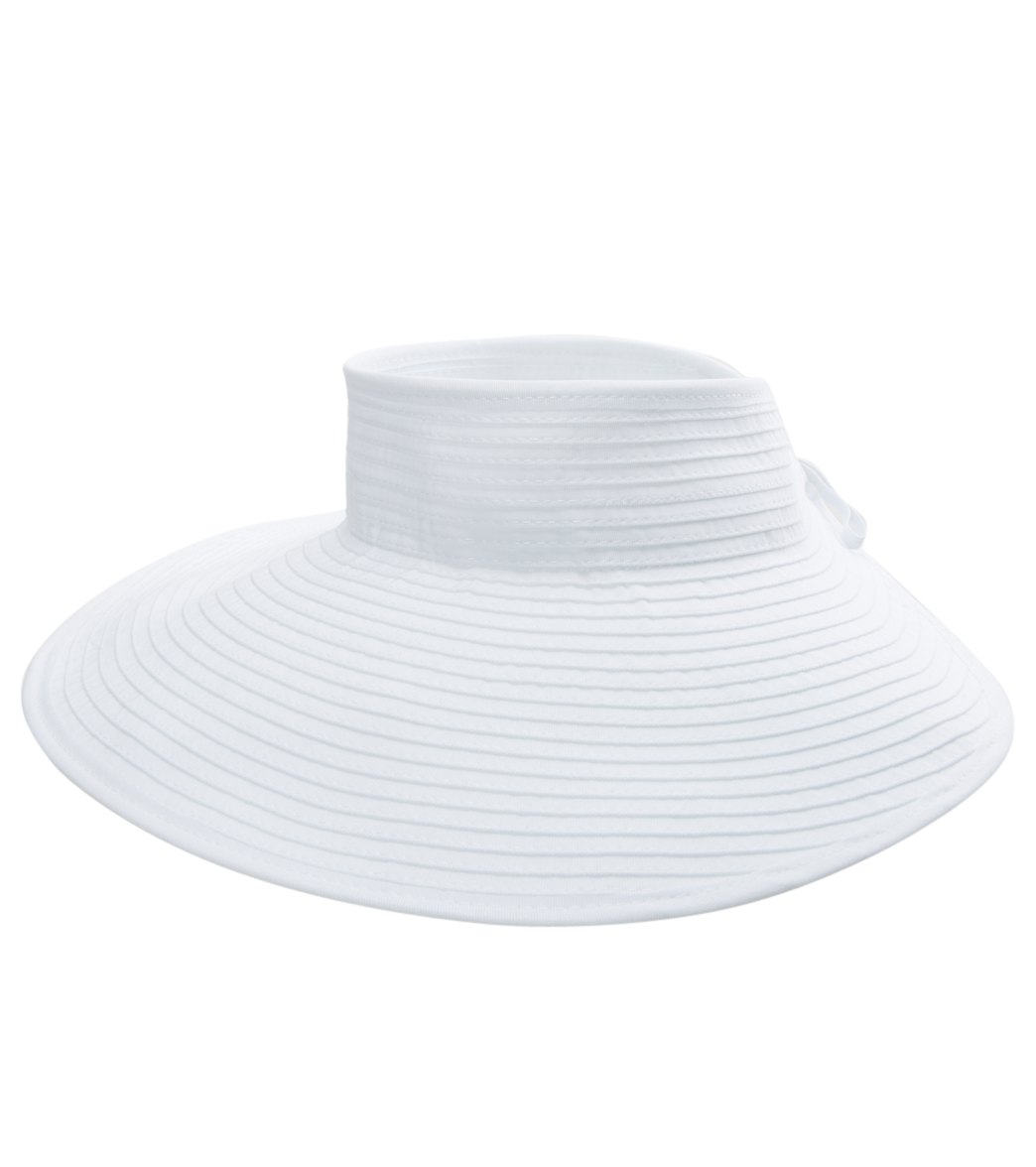Sun N Sand Sewn Ribbon Roll Up Hat - White Polyester - Swimoutlet.com