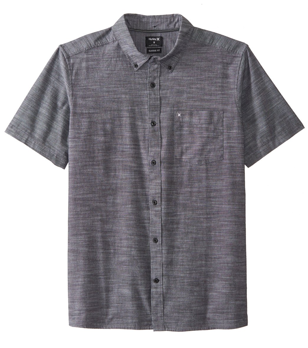 Hurley Men's One & Only 2.0 Short Sleeve Woven Shirt - Black Large Cotton - Swimoutlet.com