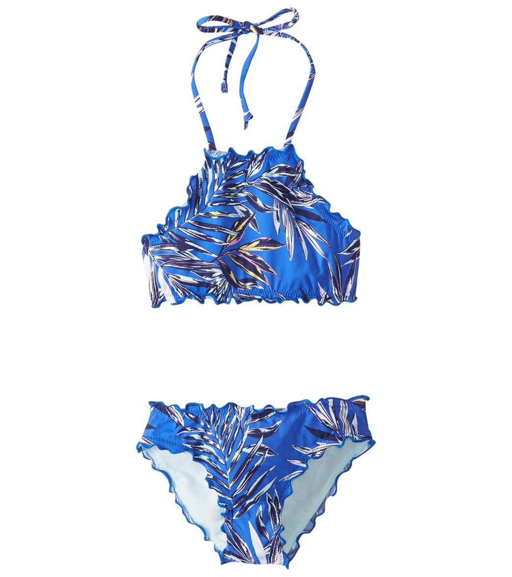 Hobie Girls' Sahara High Neck & Ruffle Hipster Swimwear Set (Big Kid