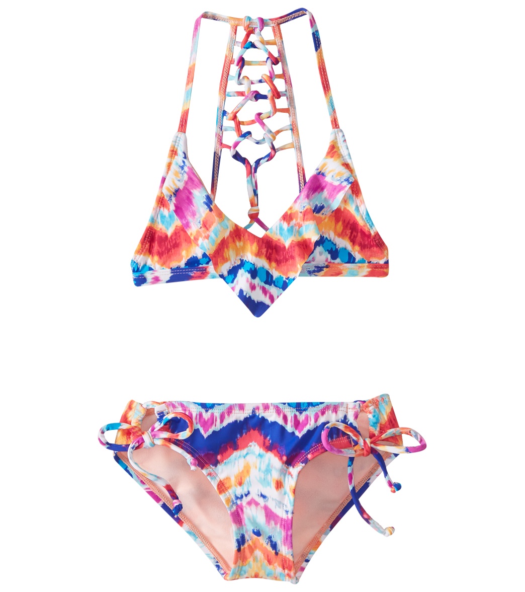 Hobie Girls' Chevron Triangle & Hipster Swimwear Set (Big Kid) at
