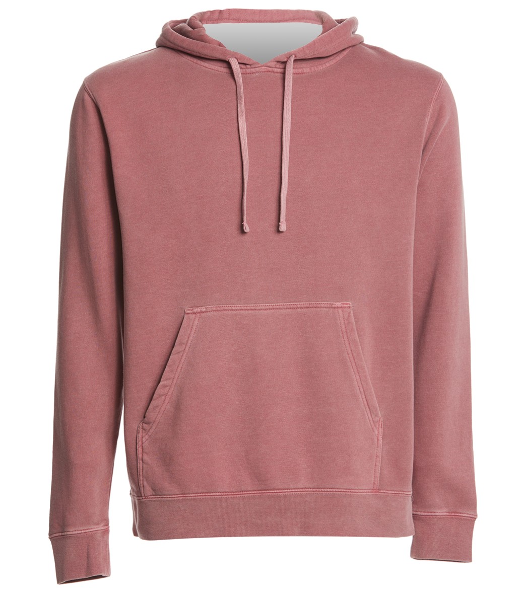 Men's Midweight Pigment Dyed Hooded Sweatshirt - Maroon Medium Cotton/Polyester - Swimoutlet.com