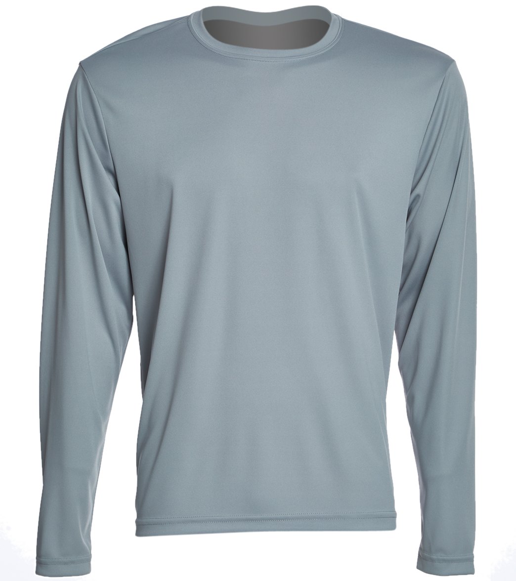 Men's Long Sleeve Posicharge Competitortm Tee Shirt - Silver X-Small Polyester - Swimoutlet.com