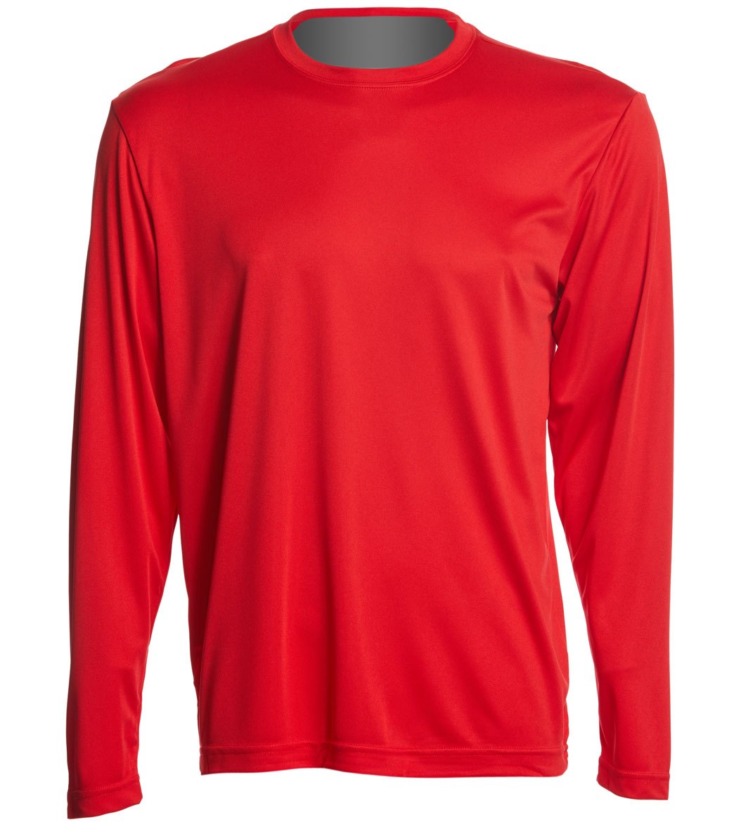 Men's Long Sleeve Posicharge Competitortm Tee Shirt - True Red Large Polyester - Swimoutlet.com