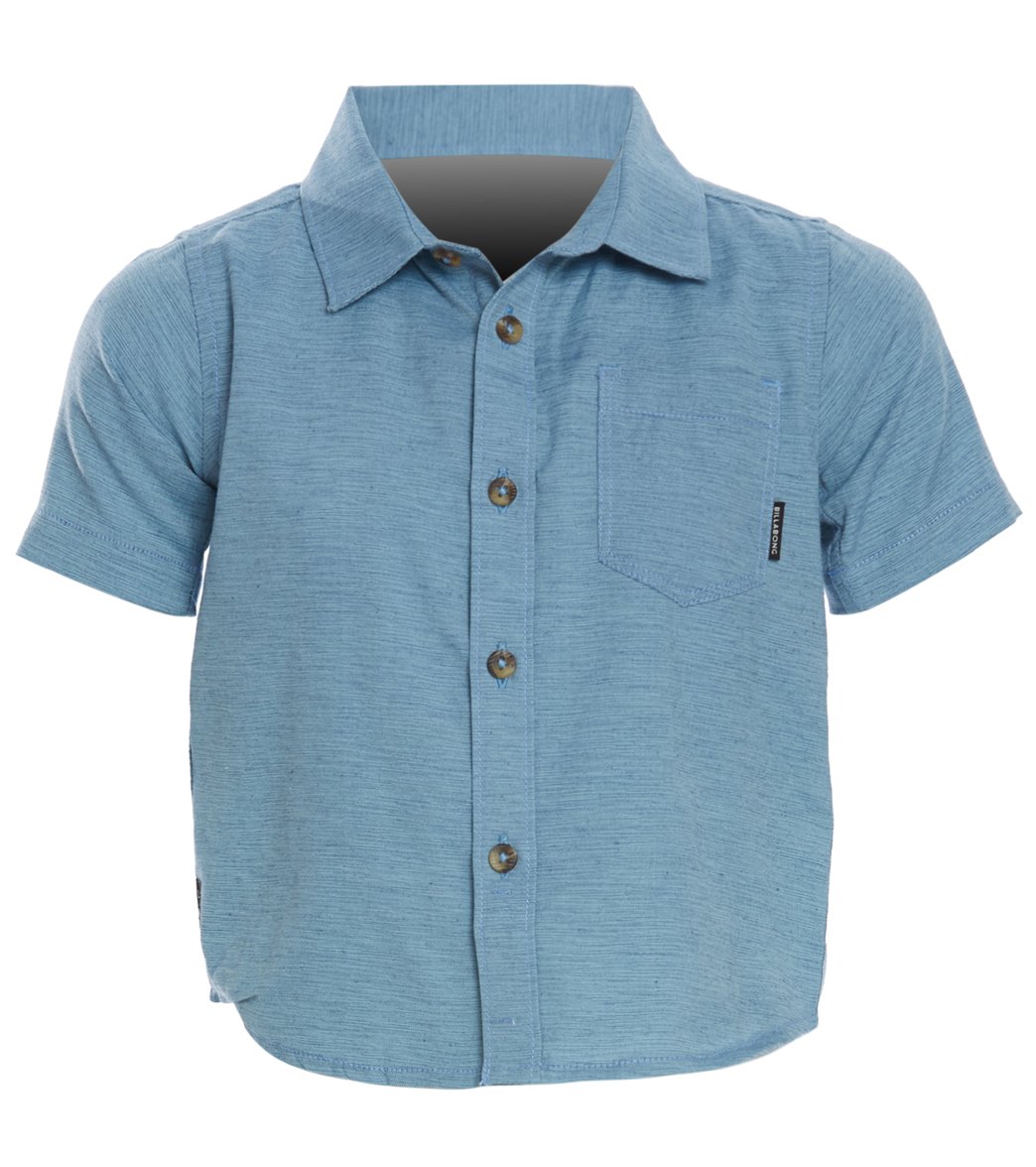 Billabong Boys' All Day Helix Short Sleeve Shirt Toddler Kid - Washed Blue 4S Cotton - Swimoutlet.com