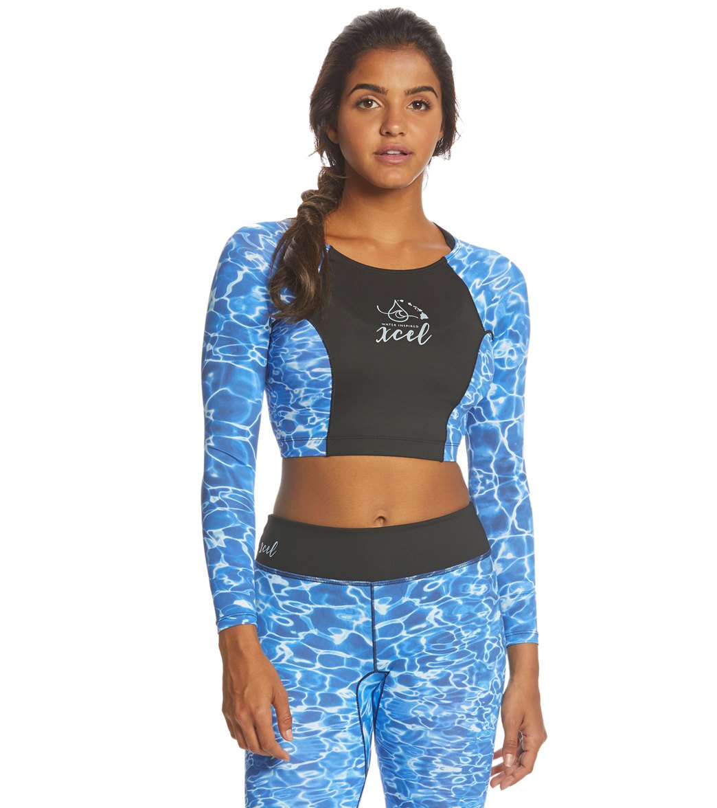 Xcel Women's Ocean Ramsey UV 8oz. Crop Long Sleeve Rashguard at ...