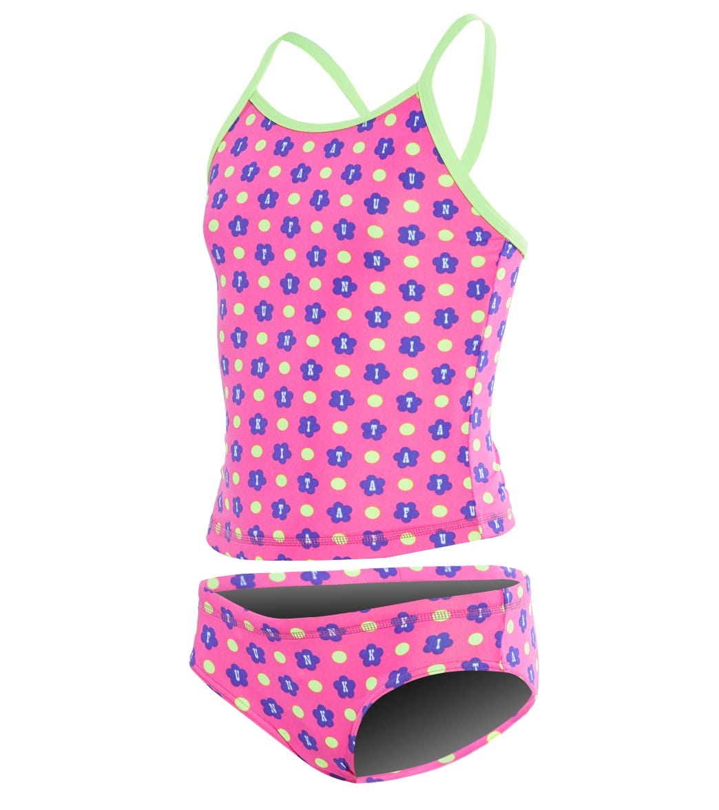 Funkita Toddler Girls' Daisy Dots Tankini Set - Pink/Purple 1T Polyester - Swimoutlet.com