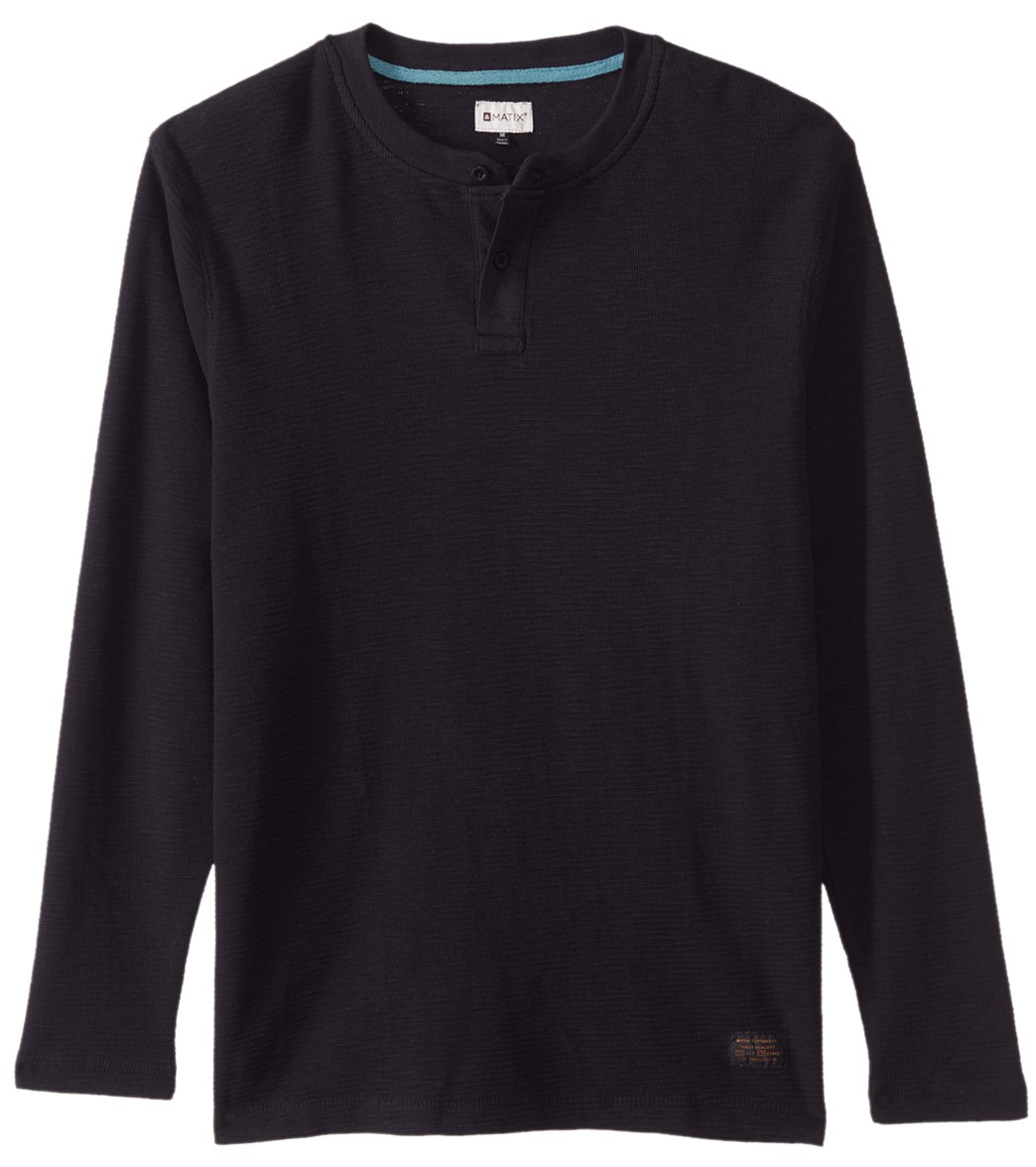 Matix Men's Lateshift Long Sleeve Henley Shirt - Black Small Cotton - Swimoutlet.com
