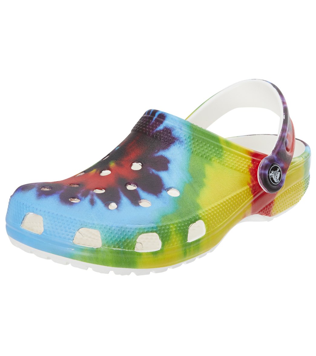 tie dye graphic crocs