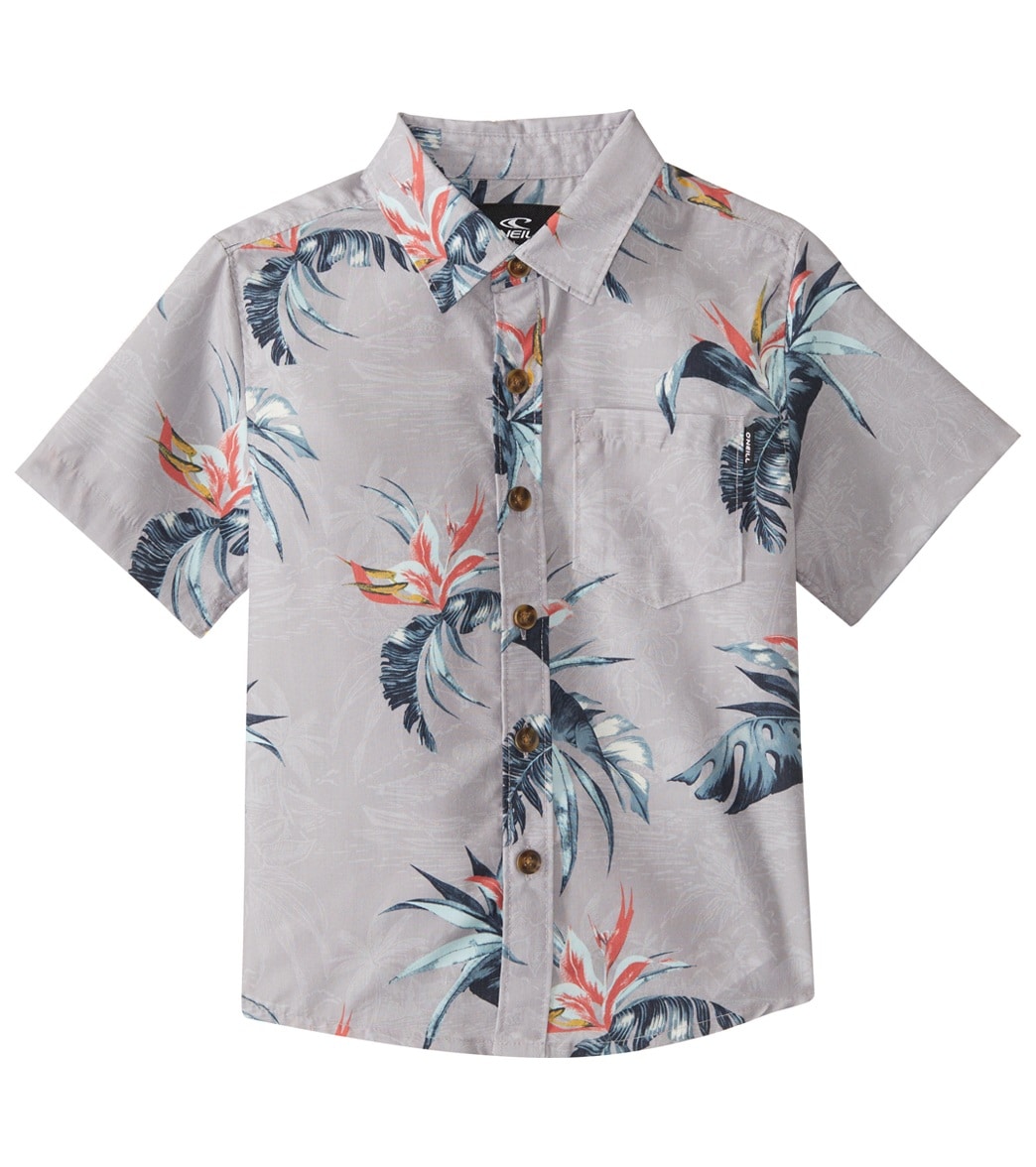 O'neill Boys' Islander Short Sleeve Shirt - Light Grey 2T Cotton/Polyester - Swimoutlet.com