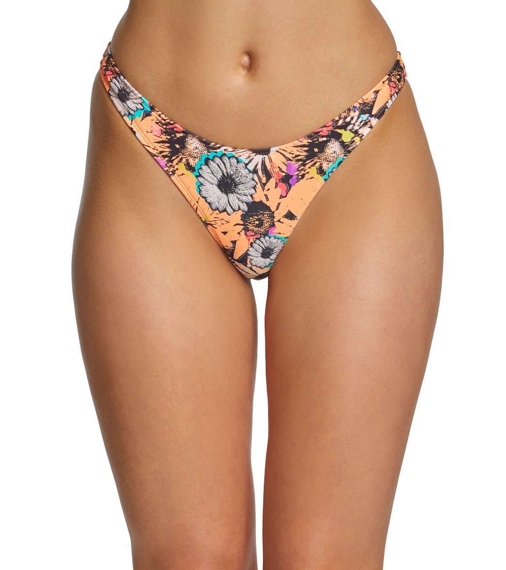 Eidon In Bloom Courtney High Hip Bikini Bottom - Papaya Combo Xl - Swimoutlet.com