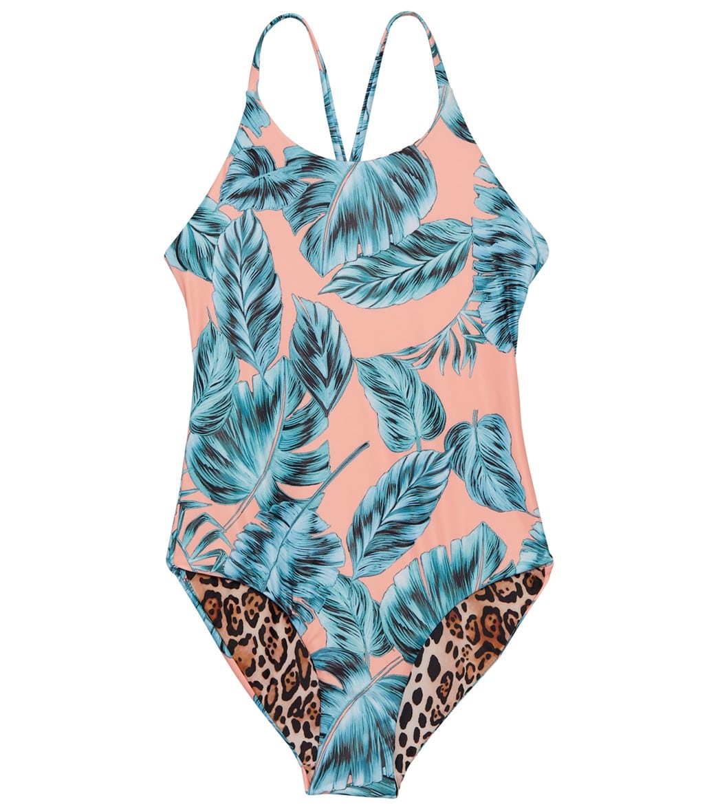 Seafolly Girls' Native Jungle Reversible One Piece Swimsuit (Little Kid ...
