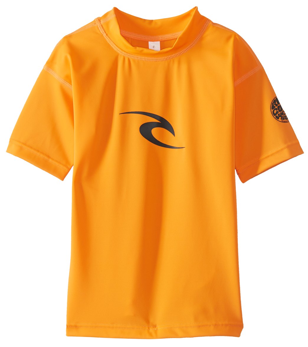 Rip Curl Kids' Grom Corpo Short Sleeve Uv Rashguard - Orange 0 Elastane/Polyamide/Polyamide/Elastane - Swimoutlet.com