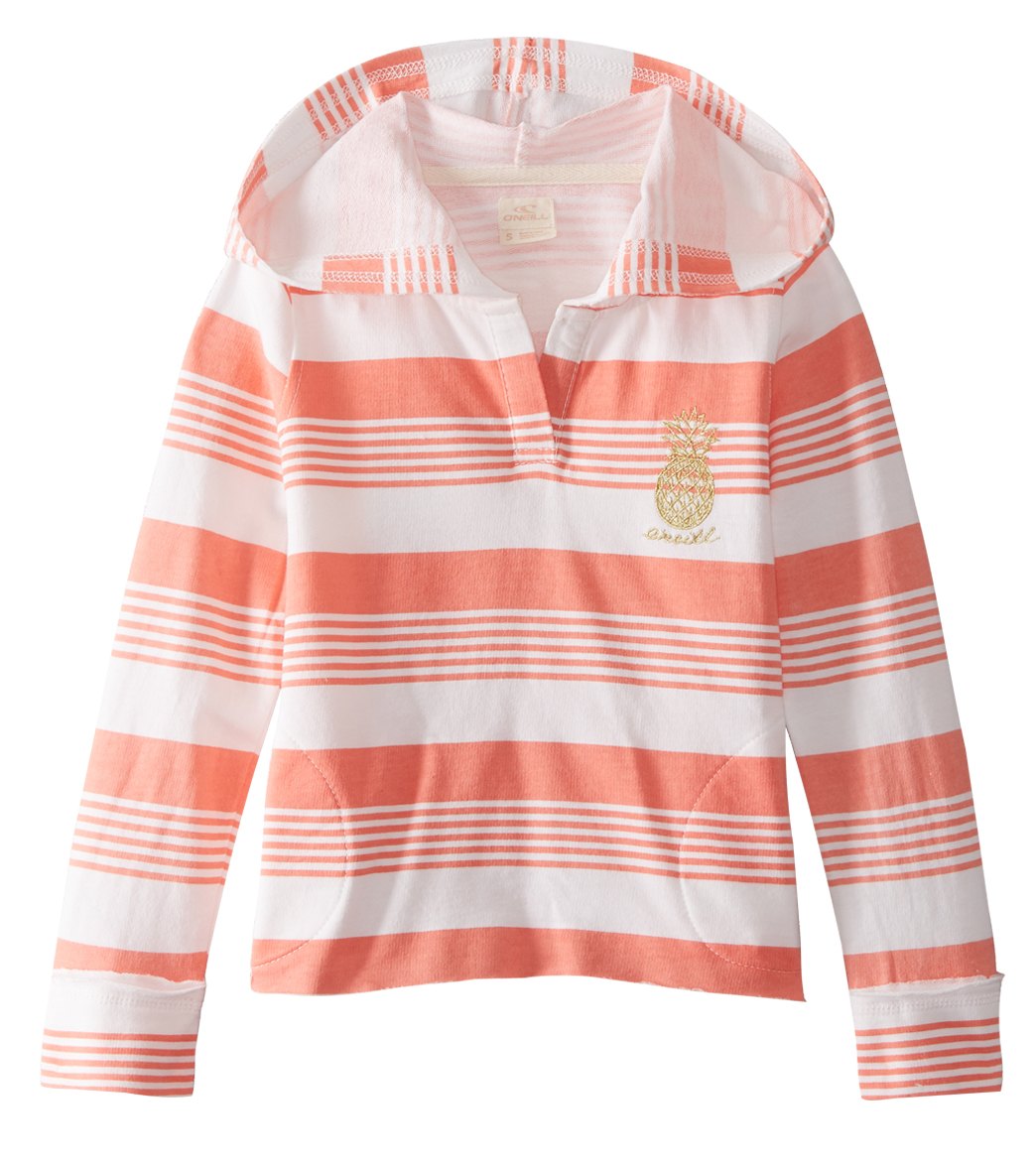 O'neill Girls' Playa Pull Over Hoodie Fleece Top - Coral 2T Cotton - Swimoutlet.com