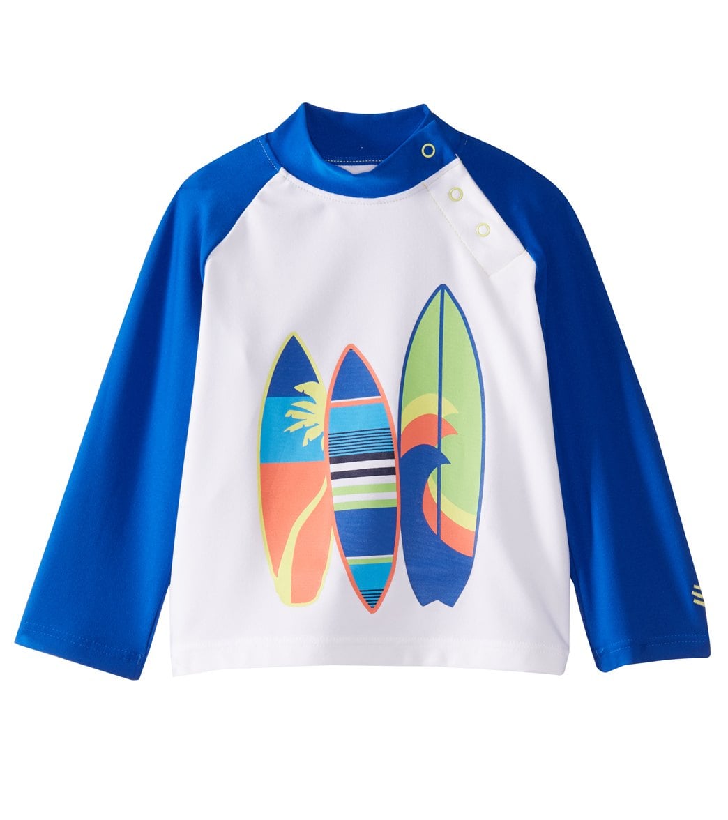 Coolibar Boys' Upf 50 Rash Guard - White Surfboards 6 Month Size Months Polyester/Spandex - Swimoutlet.com