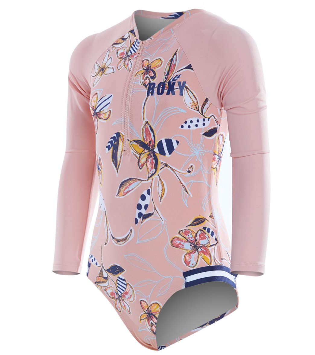Roxy Girls' Long Sleeve Zip One Piece Rashguard Swimsuit (Toddler, Little Kid) at