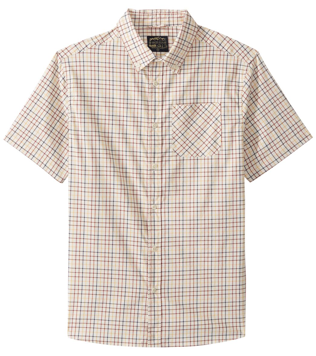United By Blue Men's Clydebank Plaid Button Down Shirt - Tan Large Cotton/Polyester - Swimoutlet.com