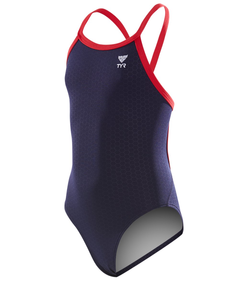 TYR Girls Hexa Diamondfit One Piece Swimsuit at SwimOutlet.com - Free ...