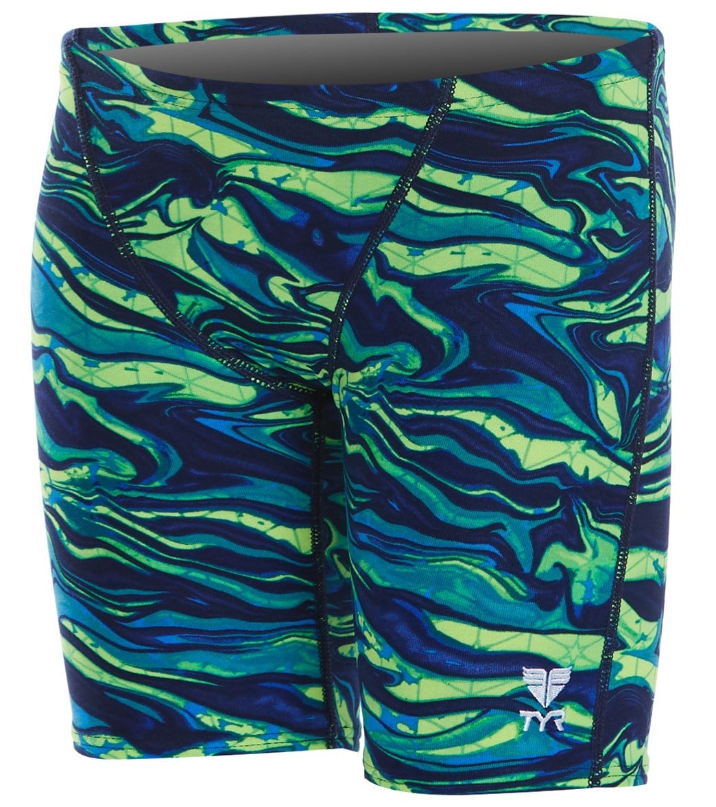 TYR Boys' Miramar Allover Jammer Swimsuit - Blue/Green 22 Polyester/Spandex - Swimoutlet.com