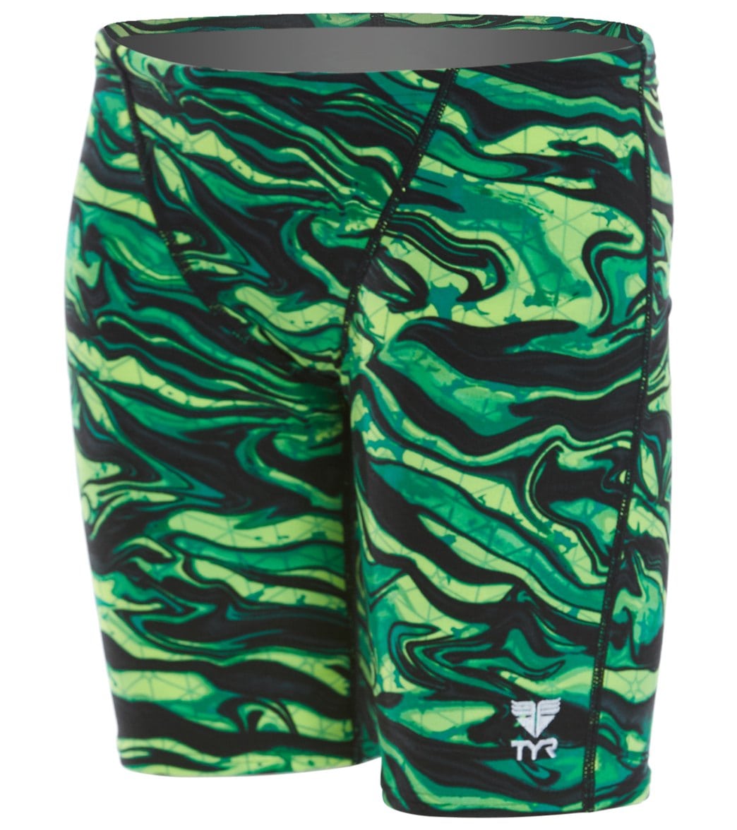 TYR Boys' Miramar Allover Jammer Swimsuit - Green 24 Polyester/Spandex - Swimoutlet.com