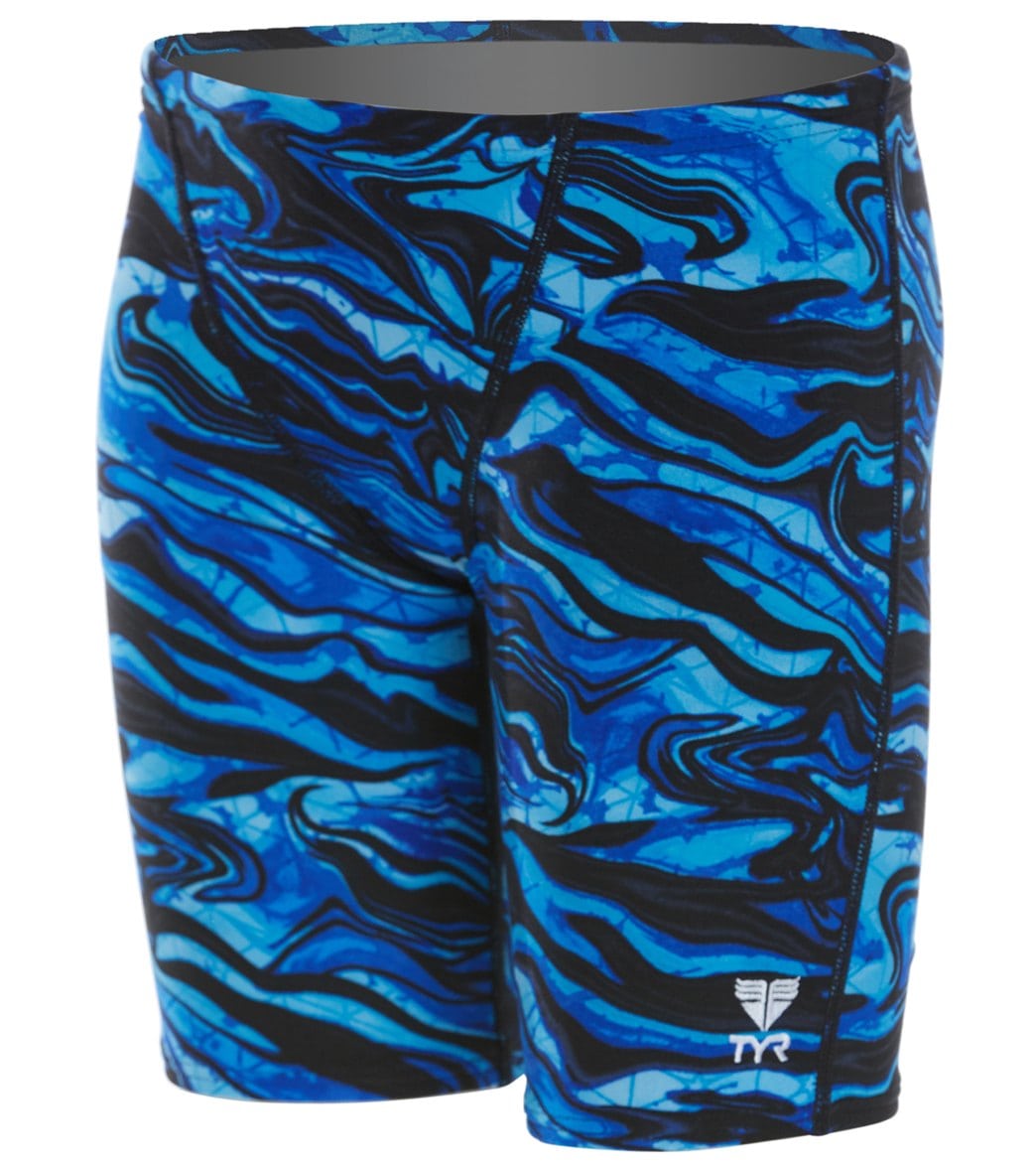 TYR Boys' Miramar Allover Jammer Swimsuit - Blue 22 Polyester/Spandex - Swimoutlet.com
