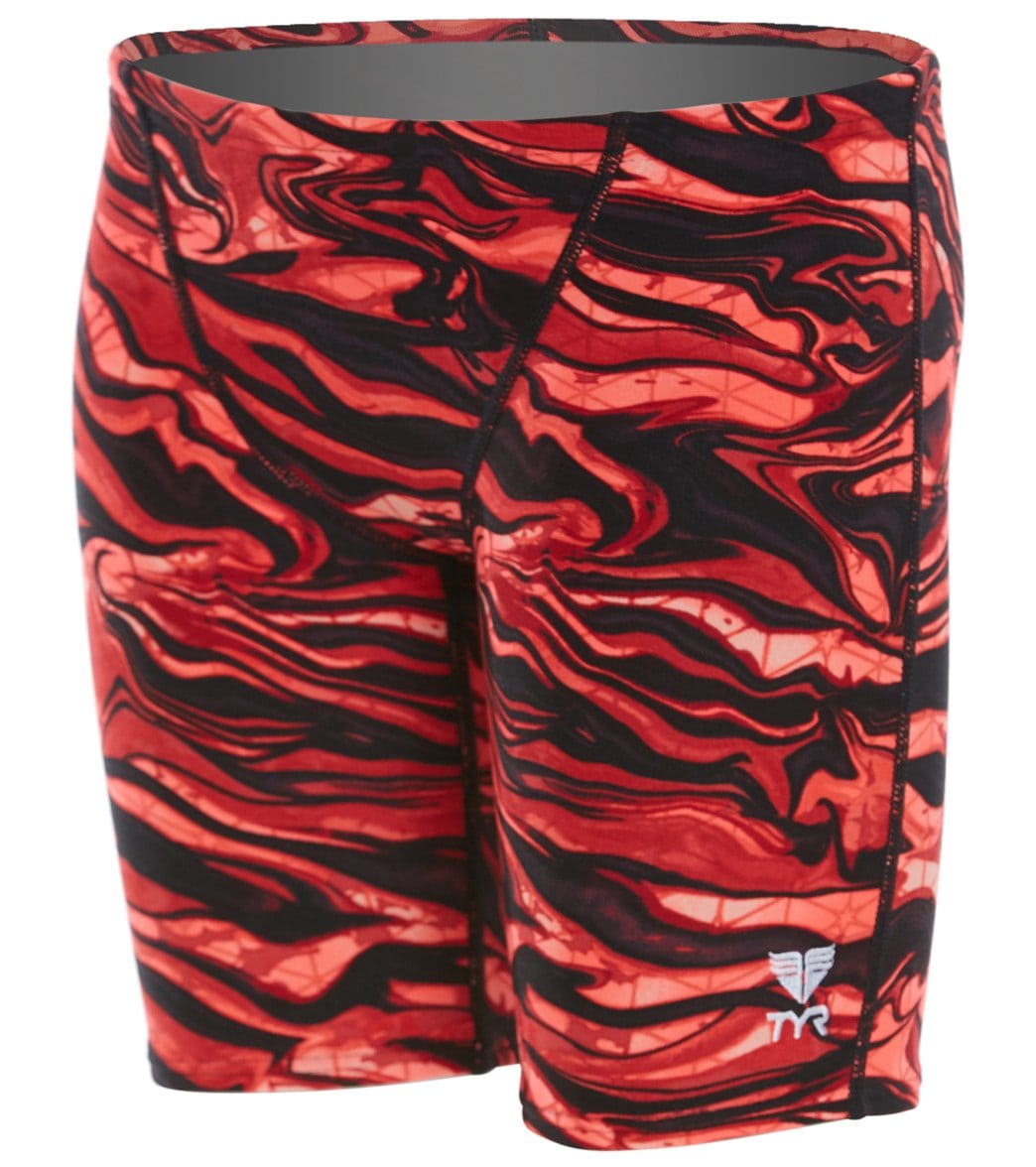 TYR Boys' Miramar Allover Jammer Swimsuit - Red 22 Polyester/Spandex - Swimoutlet.com