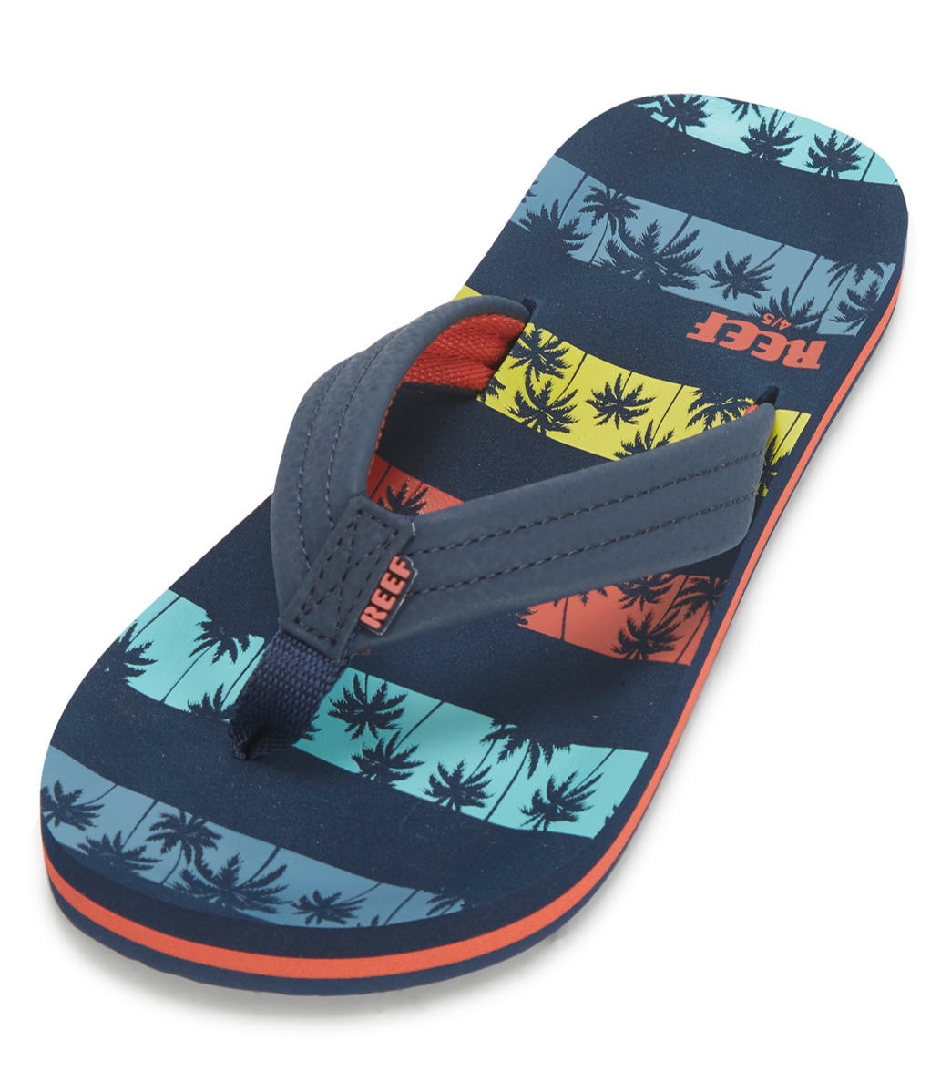 Reef Boys' Ahi Flip Flop - Nvy Palms Stripe 6/7 - Swimoutlet.com