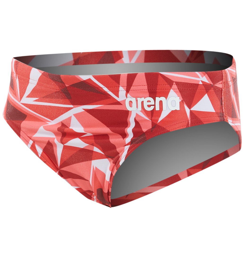 Arena Boys' Shattered Glass Maxlife Brief Swimsuit - Fluo Red 22 Polyester/Pbt - Swimoutlet.com