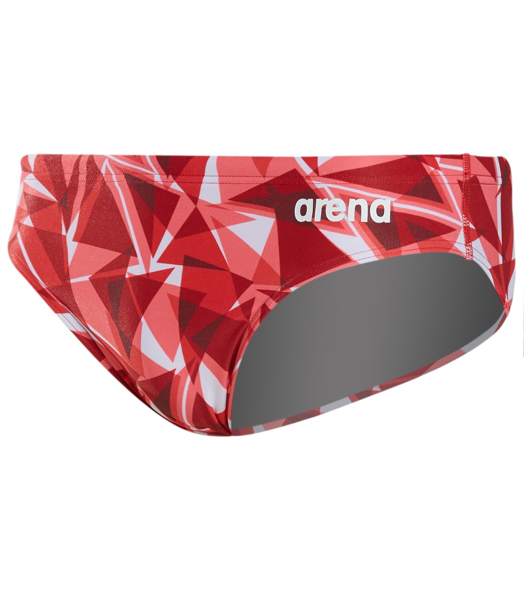 Arena Men's Shattered Glass Maxlife Brief Swimsuit - Fluo Red 38 Polyester - Swimoutlet.com