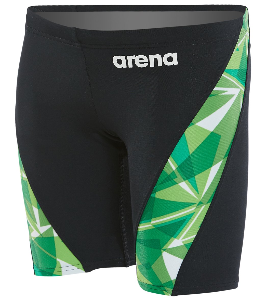 Arena Boys' Shattered Glass Maxlife Jammer Swimsuit - Black/Green 22 Polyester/Pbt - Swimoutlet.com