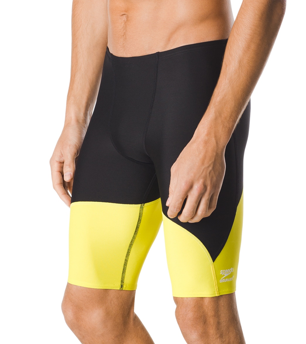 Speedo Men's Spark Splice Jammer Swimsuit - Black/Yellow 22 Polyester/Pbt - Swimoutlet.com
