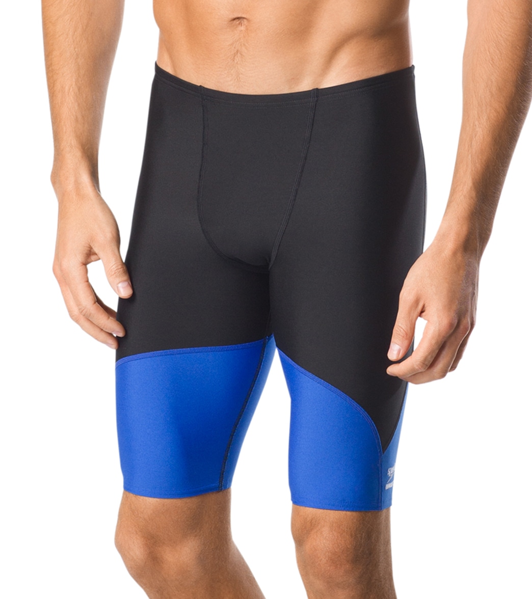 Speedo Men's Spark Splice Jammer Swimsuit - Black/Blue 22 Polyester/Pbt - Swimoutlet.com