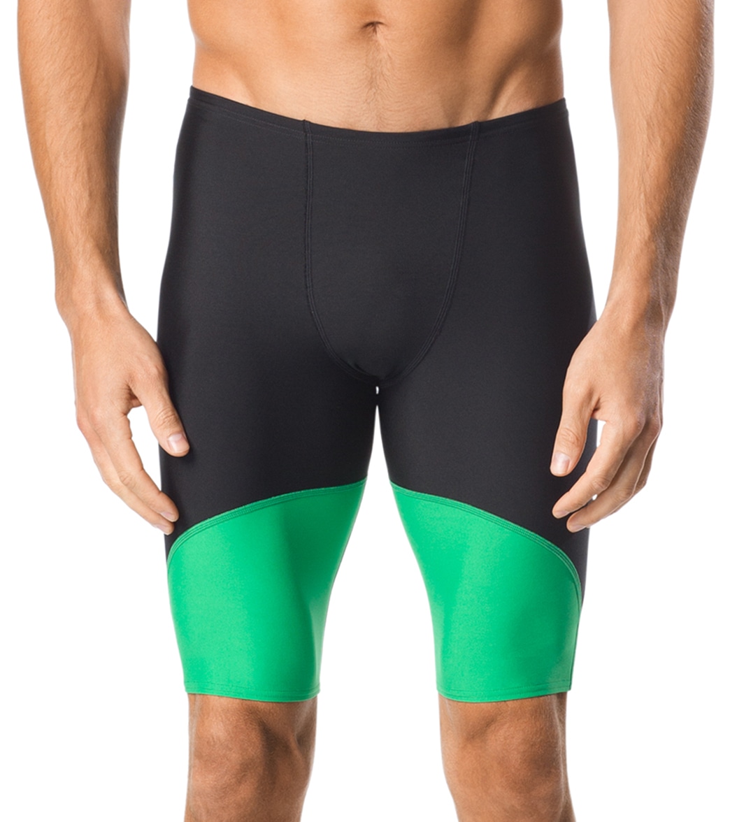 Speedo Men's Spark Splice Jammer Swimsuit - Black/Green 24 Polyester/Pbt - Swimoutlet.com