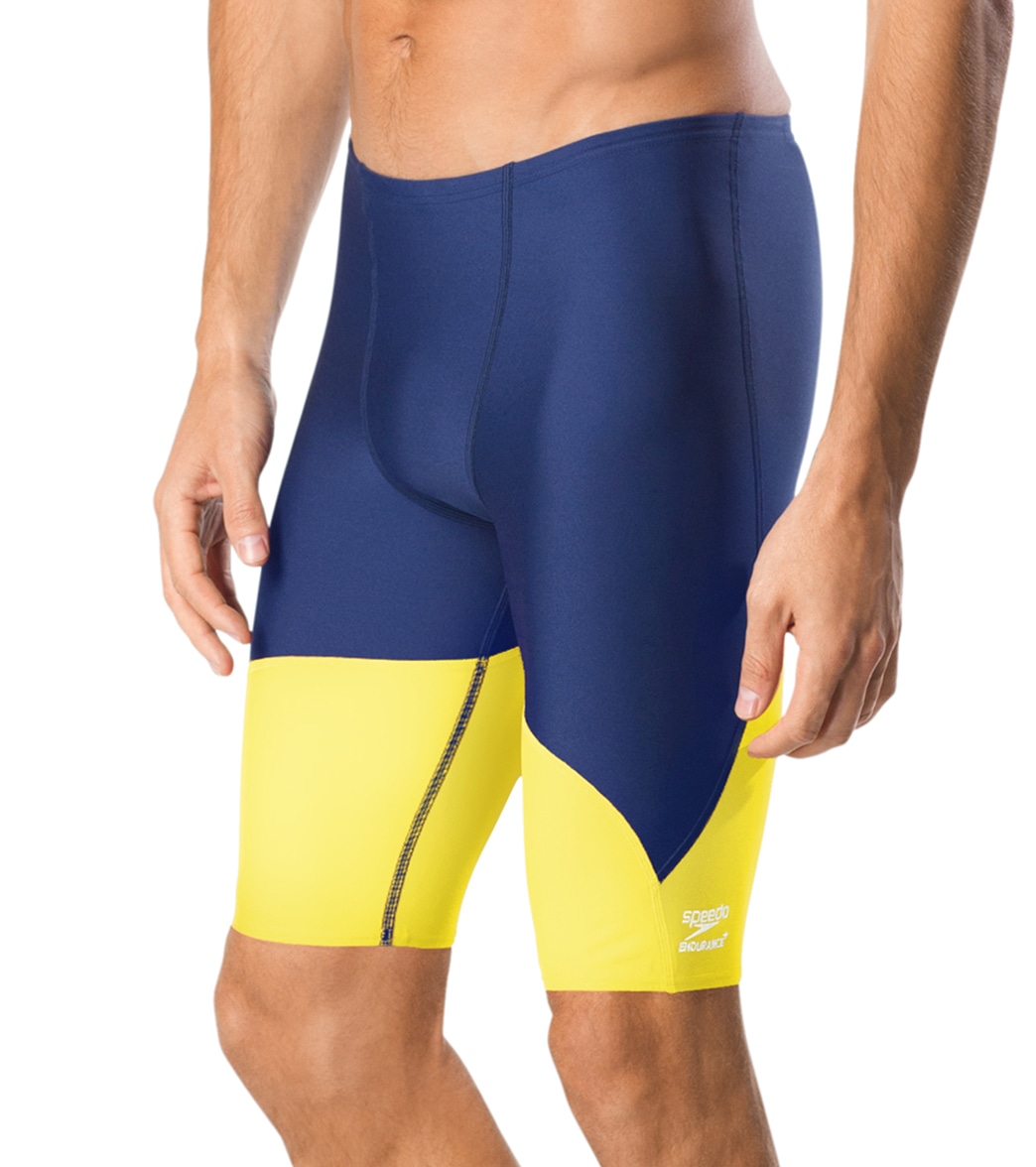 Speedo Men's Spark Splice Jammer Swimsuit - Navy/Gold 22 Polyester/Pbt - Swimoutlet.com