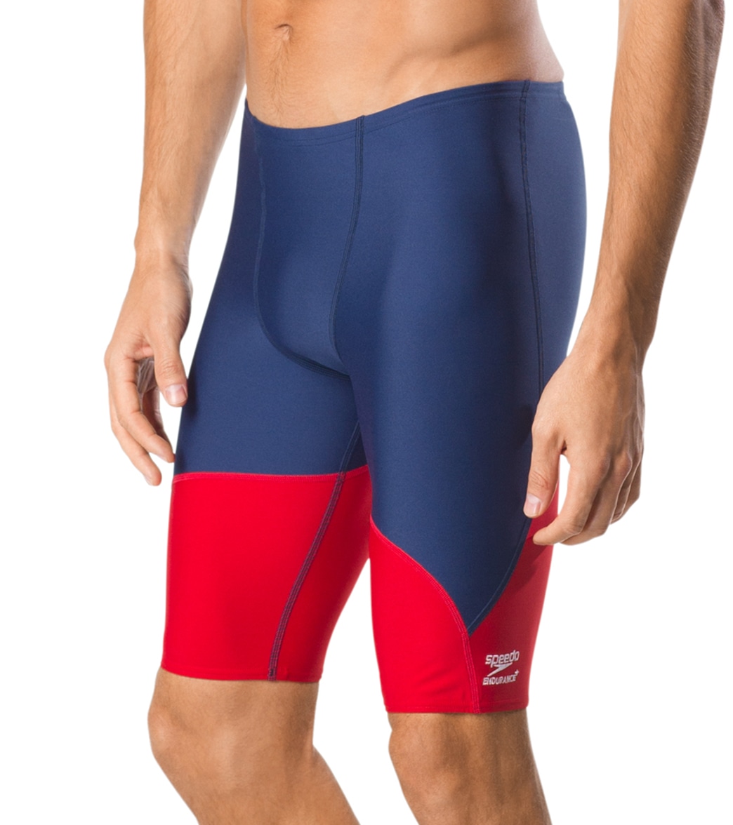Speedo Men's Spark Splice Jammer Swimsuit - Navy/Red 22 Polyester/Pbt - Swimoutlet.com