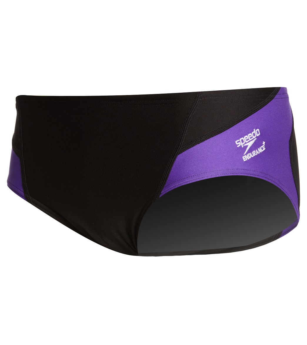 Speedo Men's Spark Splice Brief Swimsuit - Black/Purple 22 Polyester/Pbt - Swimoutlet.com