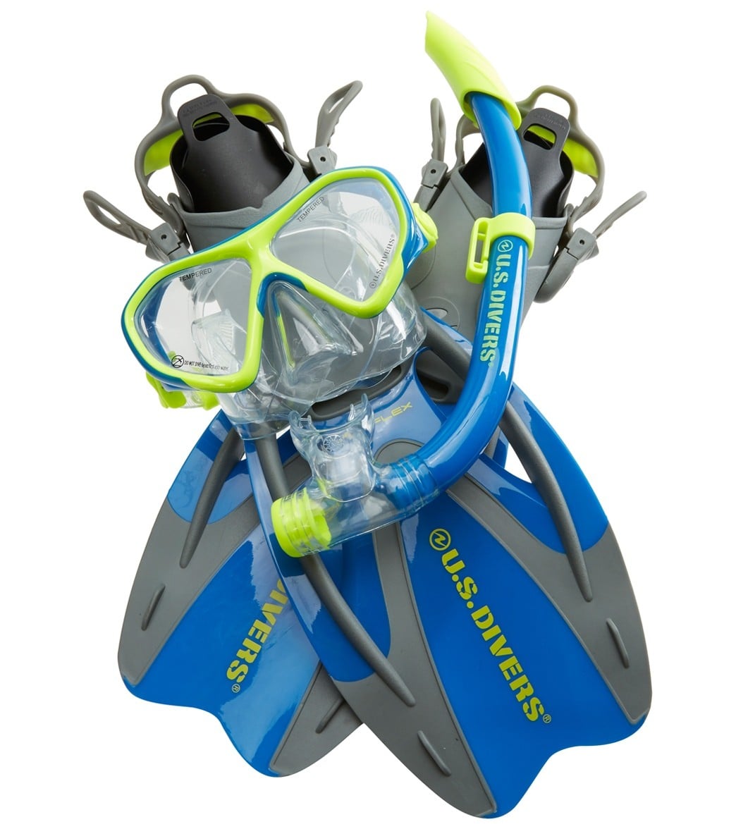 U.s. Divers Kids' Dorado Mask Seabreeze Snorkel And Proflex Fin With Gear Bag - Yellow/Blue Sm 9-13 Size Small/Medium - Swimoutlet.com