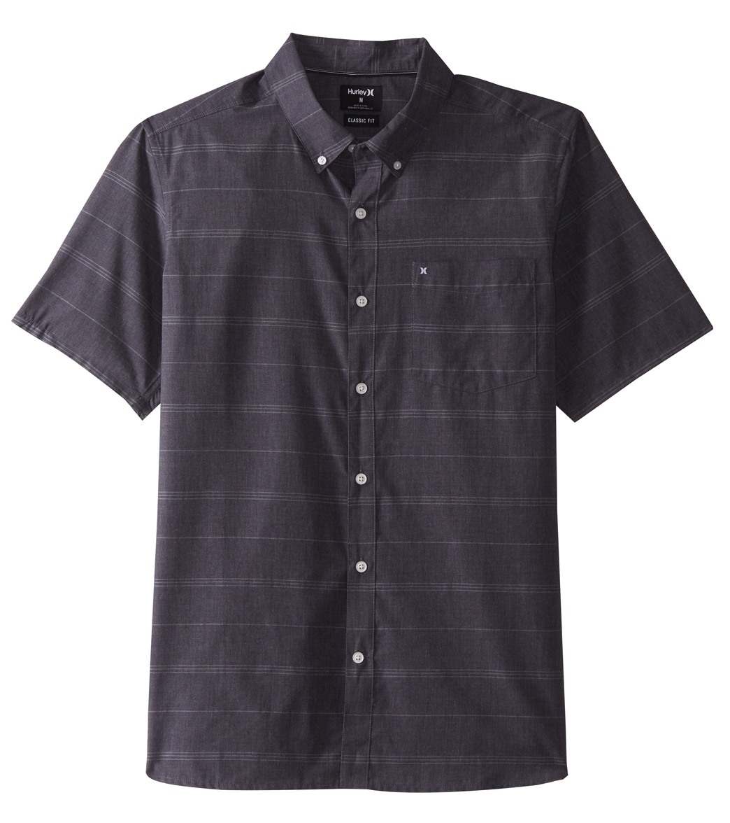 Hurley Men's Dri-Fit Rhythm Short Sleeve Woven Shirt - Black Small Cotton/Cotton/Polyester - Swimoutlet.com