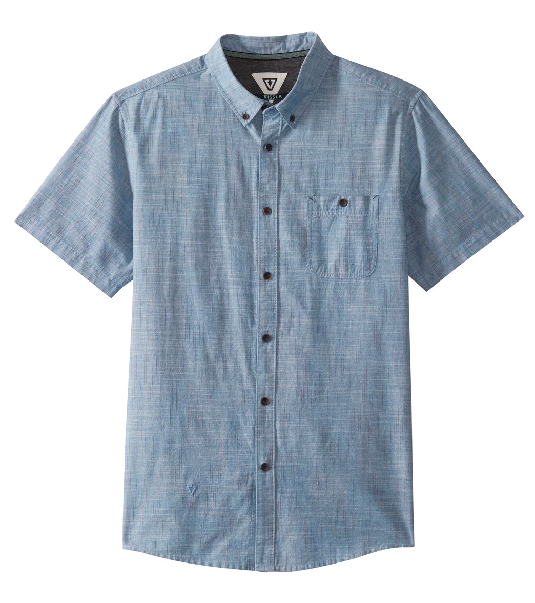 Vissla Men's Pulses Ii Short Sleeve Shirt - Fiji Blue Small Cotton - Swimoutlet.com