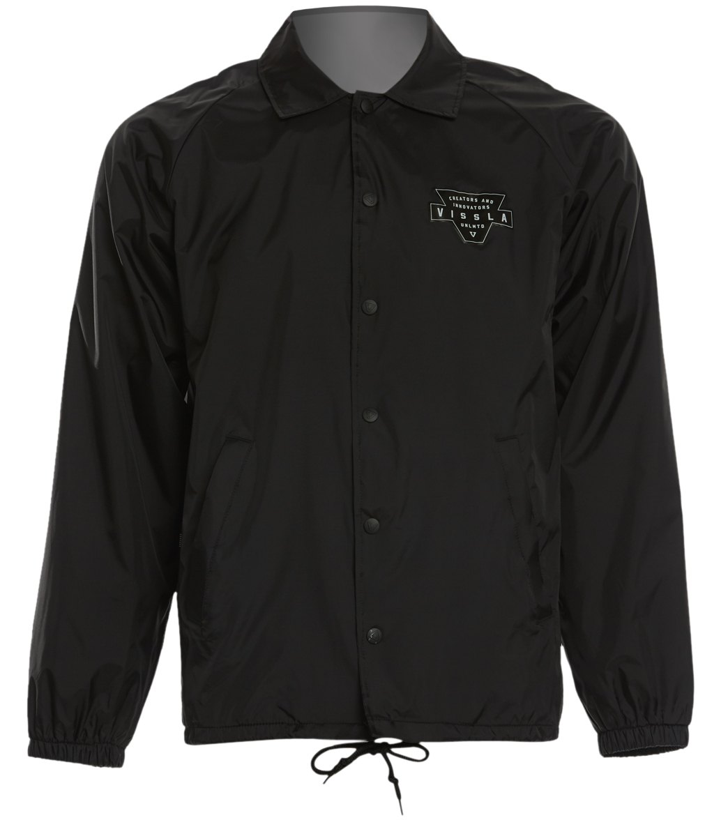 Vissla Men's Vinyl Coaches Jacket - Black Large Nylon - Swimoutlet.com