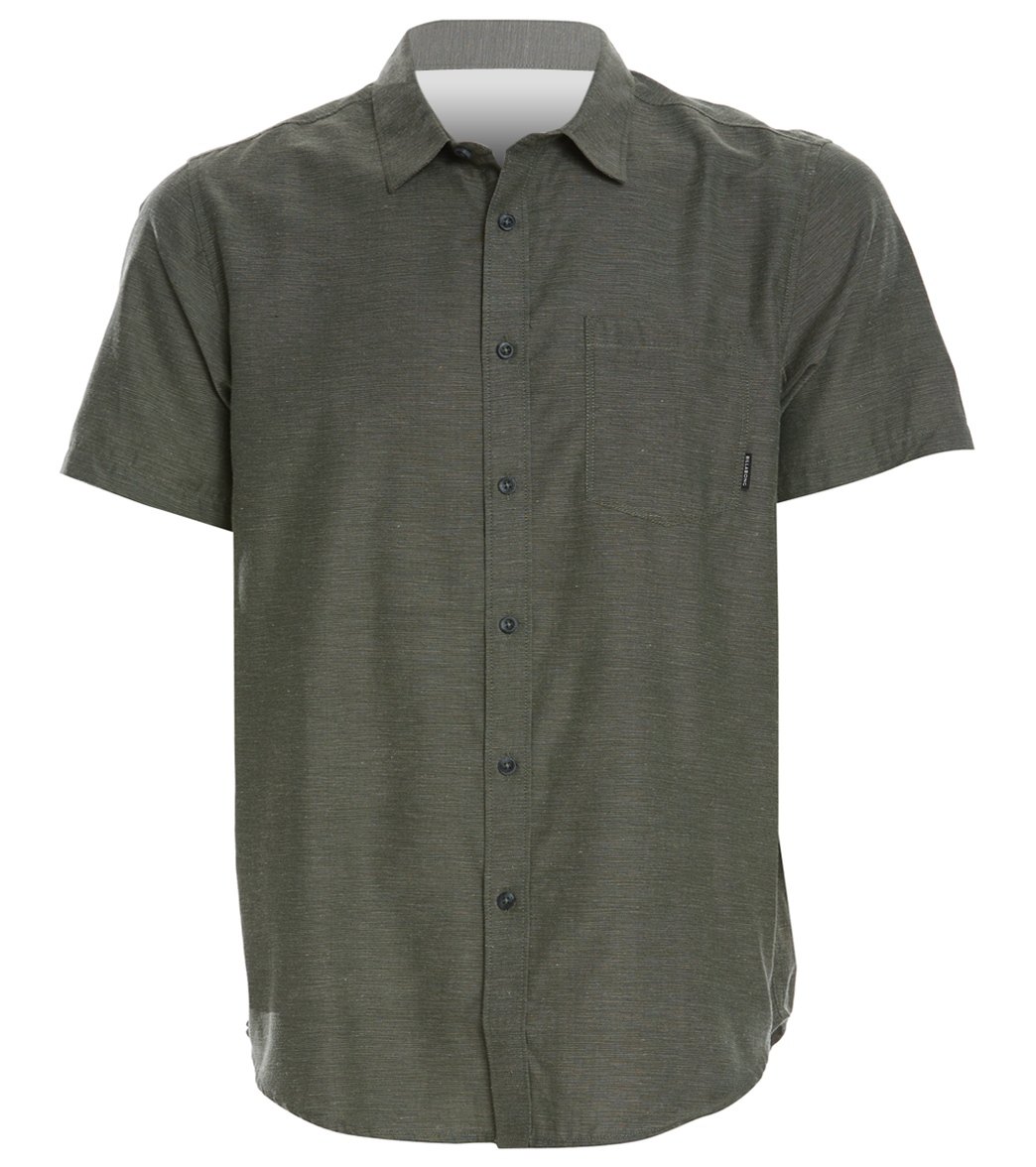Billabong Men's All Day Helix Short Sleeve Shirt - Military Small Cotton - Swimoutlet.com