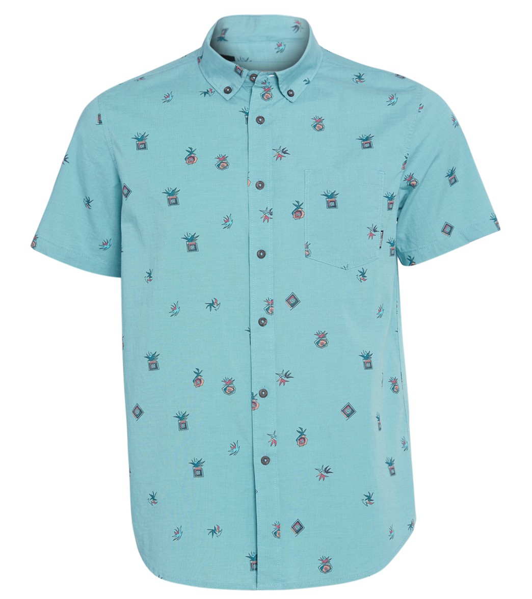 Billabong Men's Sundays Mini Short Sleeve Shirt - Aqua Xl Cotton - Swimoutlet.com