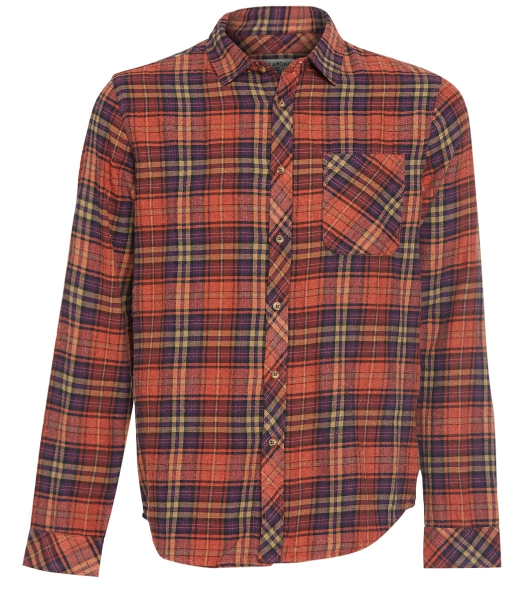 Billabong Men's Freemont Flannel Shirt - Sangria Large Cotton - Swimoutlet.com
