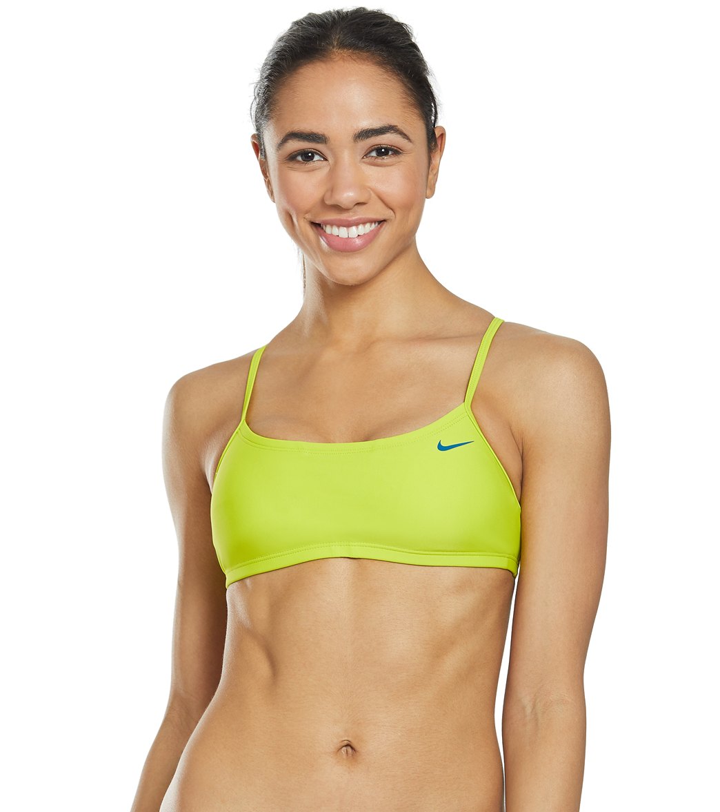 Nike Women's Solid Racerback Bikini Top - Bright Cactus Xl Size Xl Polyester - Swimoutlet.com