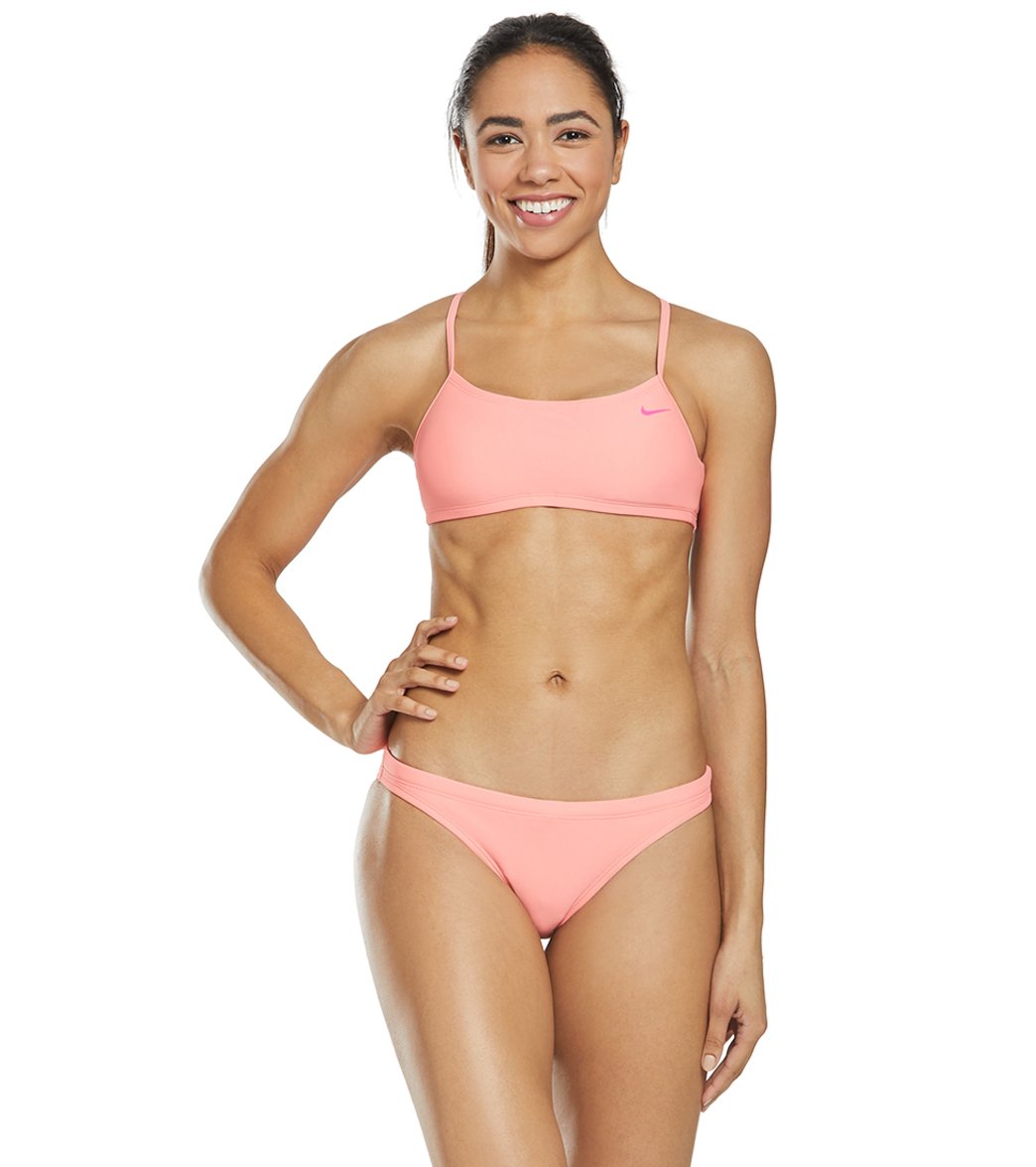 nike women's solid racerback bikini top set