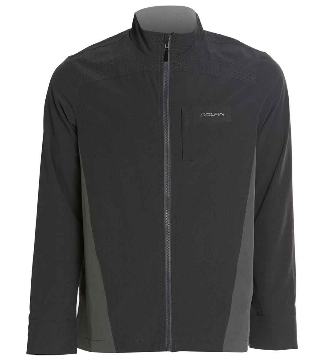 Dolfin Men's Warm-Up Jacket - Gray Large Polyester/Spandex - Swimoutlet.com