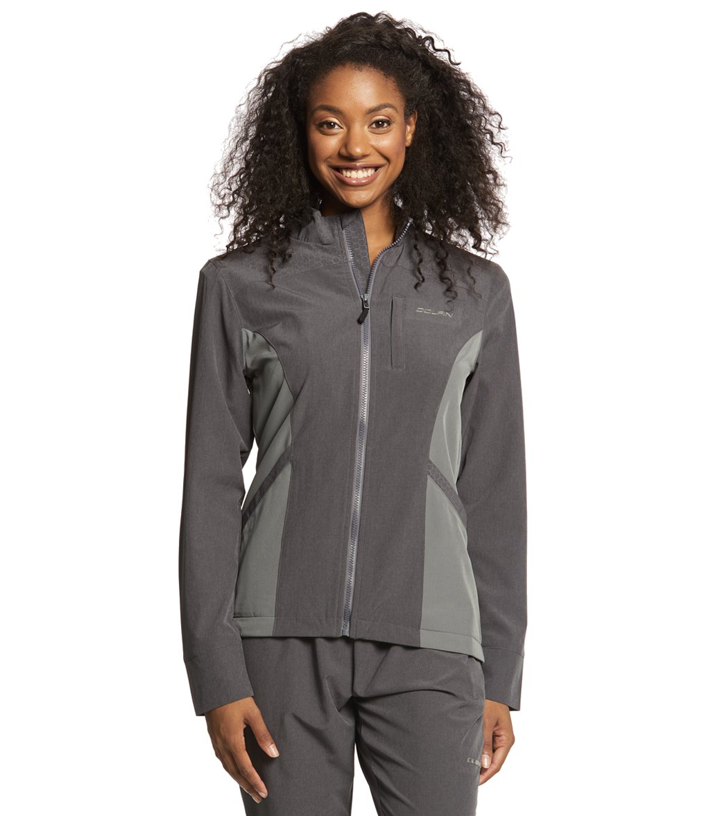Dolfin Women's Warm-Up Jacket - Gray Large Polyester/Spandex - Swimoutlet.com